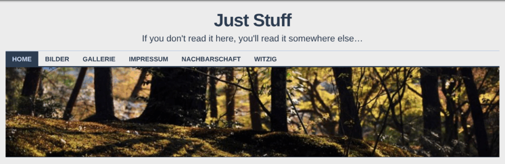 Basis-Design vom Blog, ca. 2013.
Das Header-Bild zeigt einen Wald im Dämmerlicht.