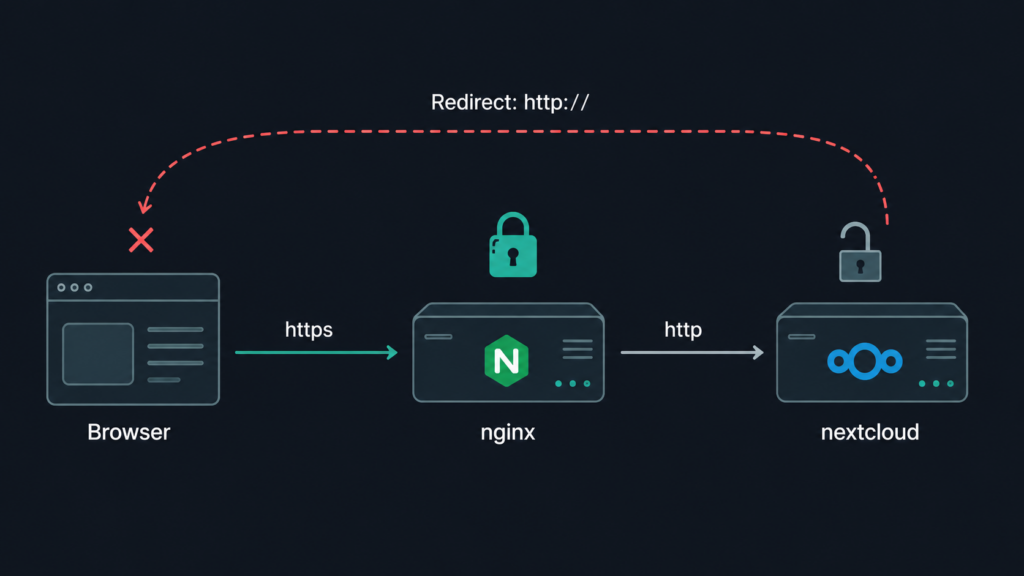 schematische darstellung eines stockenden redirect